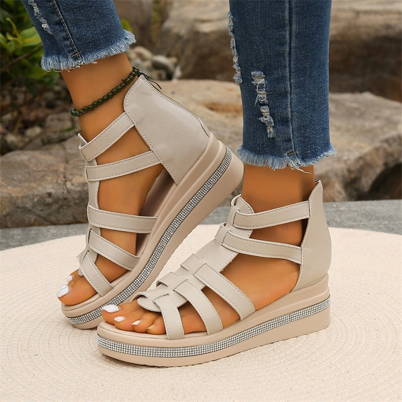 Elli - Rhinestone Wedge Sandals for Women Comfortable