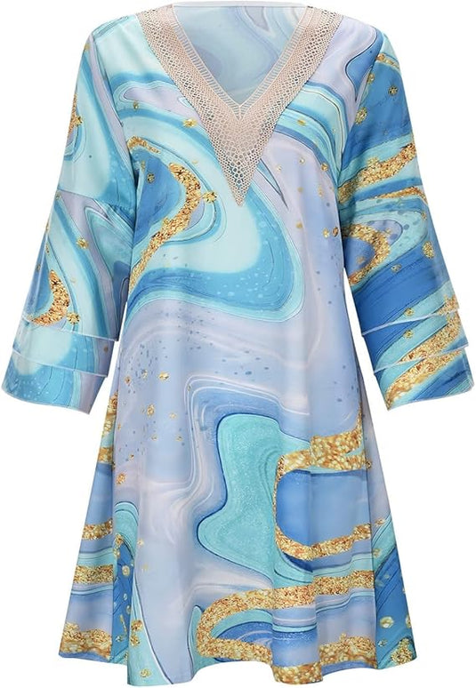 Susie – Leichtes Damenkleid mit V-Ausschnitt und Rüschenärmeln