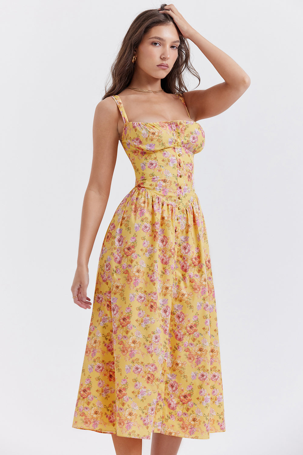 Brigid - Women's Floral Midi Summer Dress for Casual Outings