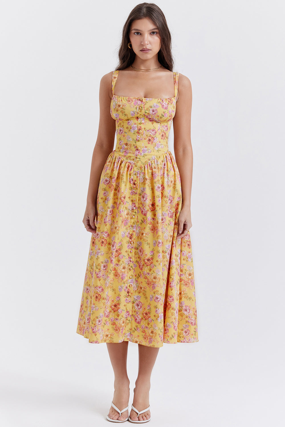 Brigid - Women's Floral Midi Summer Dress for Casual Outings