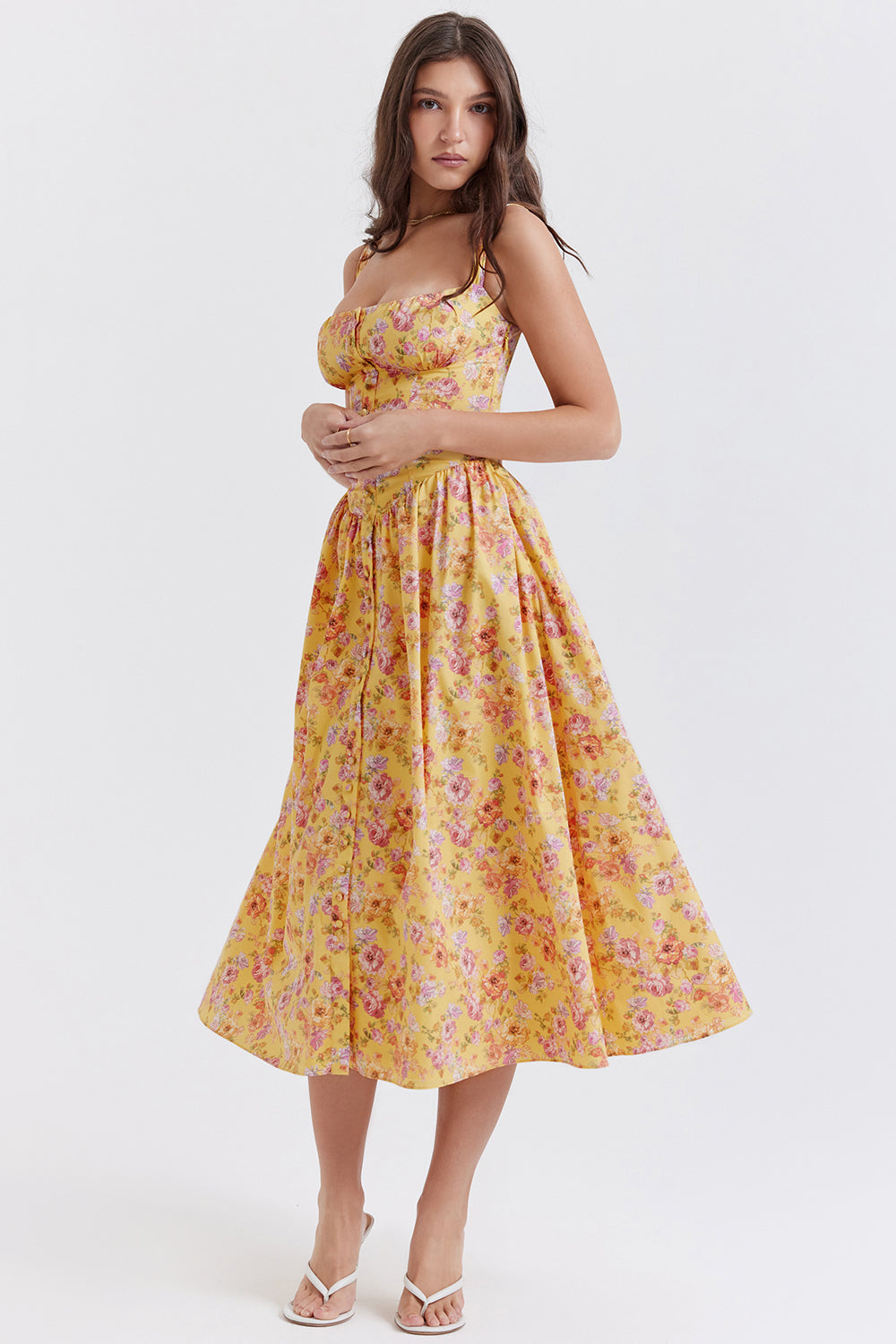 Brigid - Women's Floral Midi Summer Dress for Casual Outings
