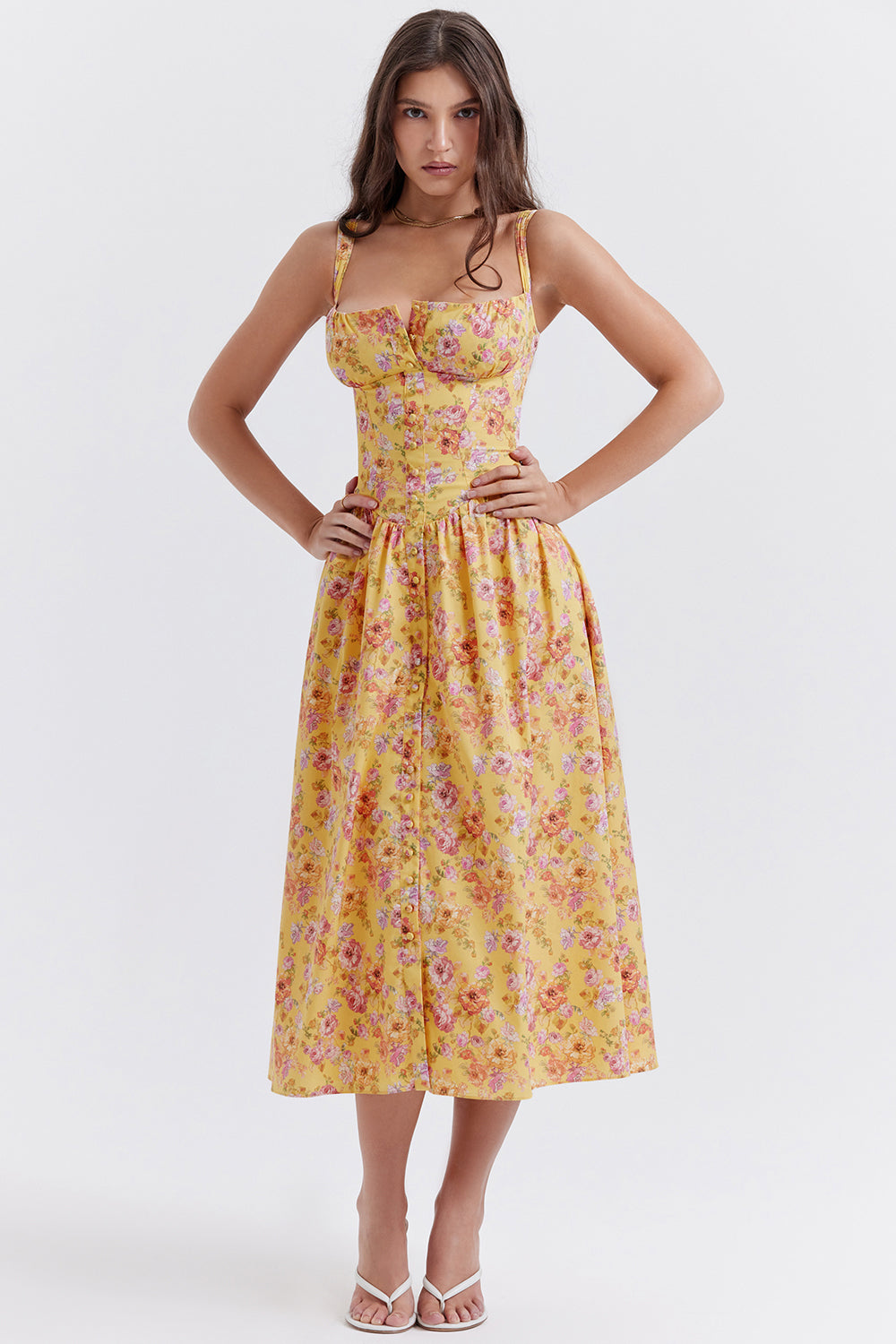 Brigid - Women's Floral Midi Summer Dress for Casual Outings