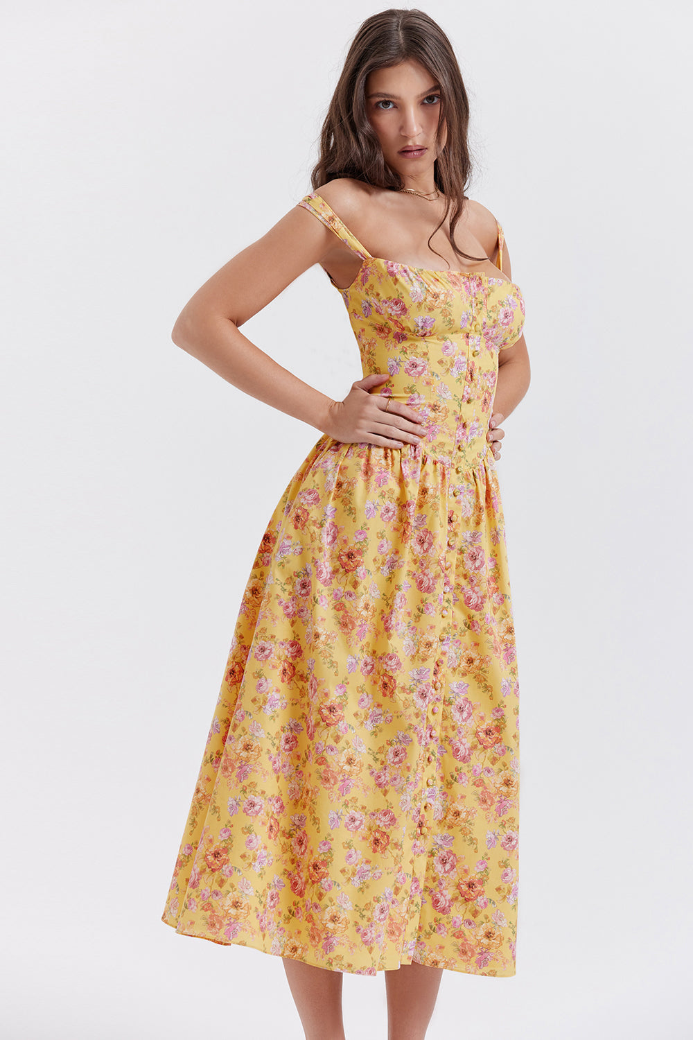 Brigid - Women's Floral Midi Summer Dress for Casual Outings