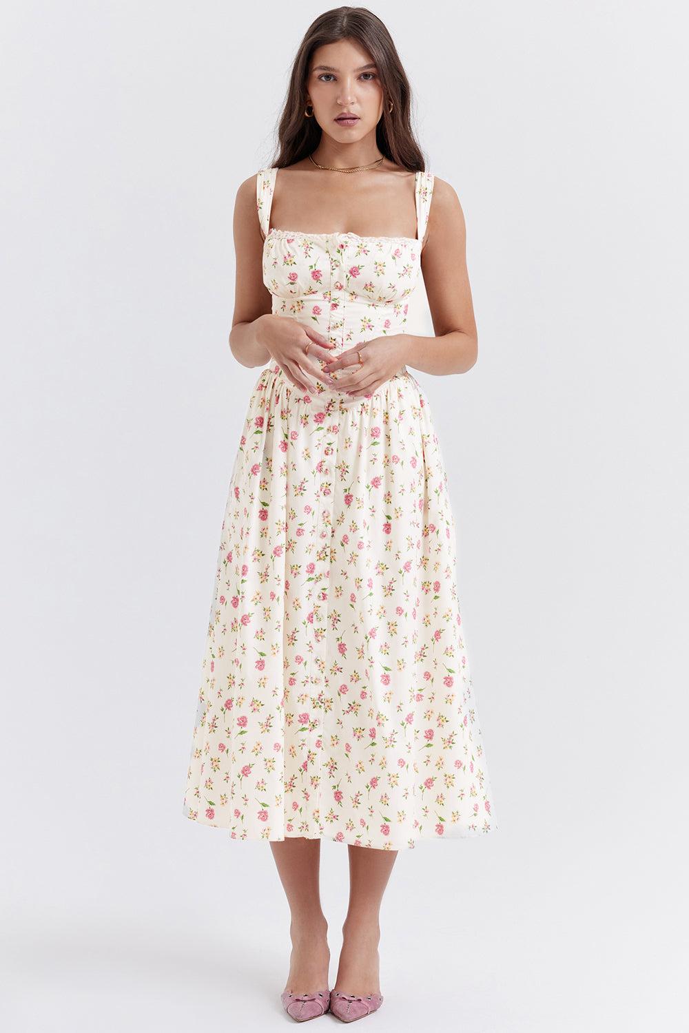 Brigid - Women's Floral Midi Summer Dress for Casual Outings
