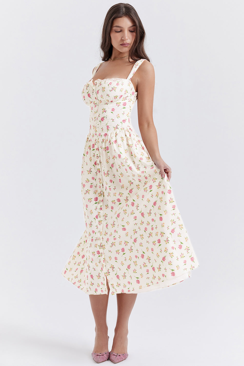 Brigid - Women's Floral Midi Summer Dress for Casual Outings