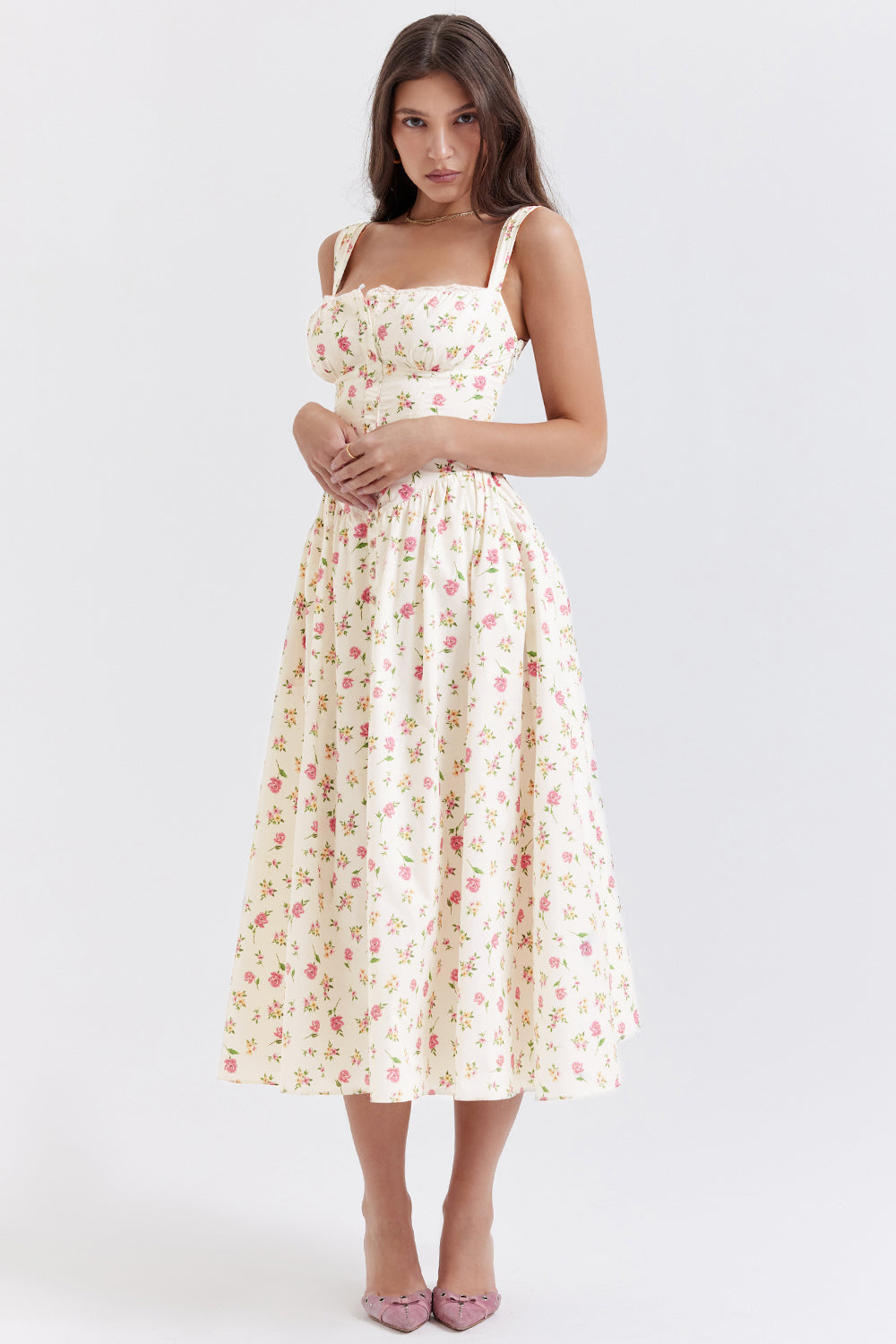 Brigid - Women's Floral Midi Summer Dress for Casual Outings