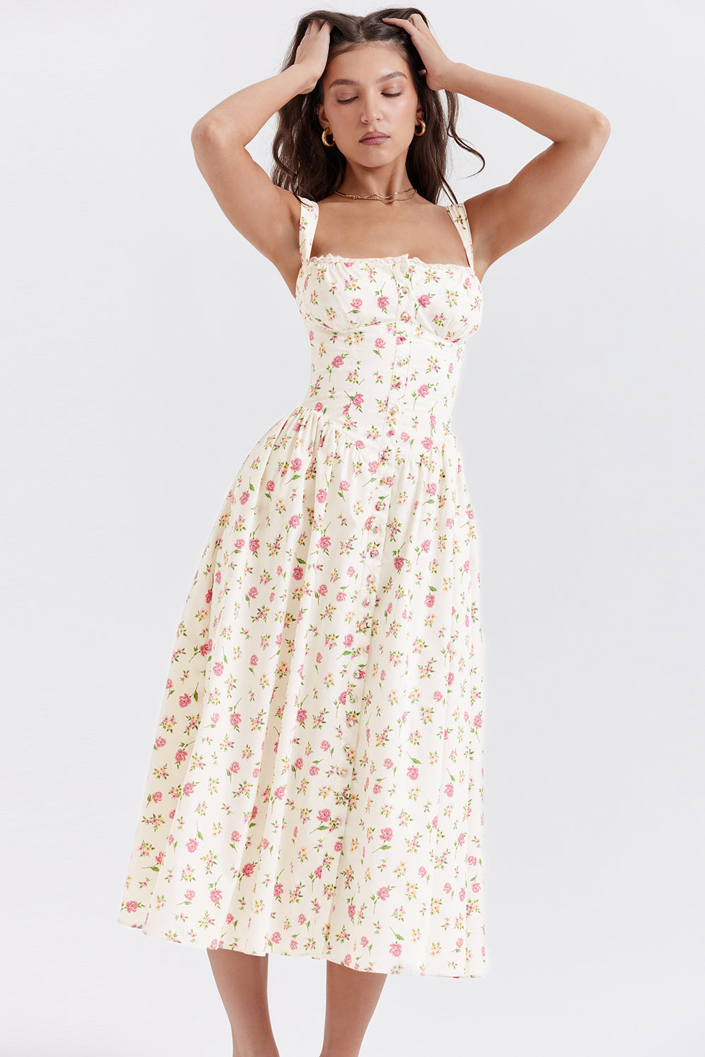 Brigid - Women's Floral Midi Summer Dress for Casual Outings