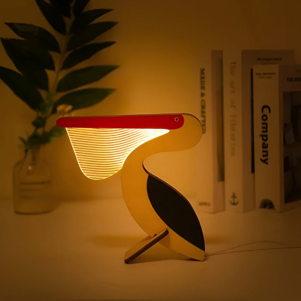 Benchora - Wooden Animal Table Lamp For Kids Room LED Light