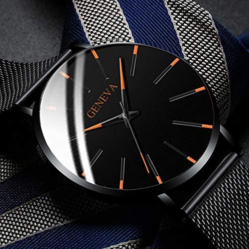 Roman - Geneva Ultra Slim Men Wristwatch Mesh Band Black Dial