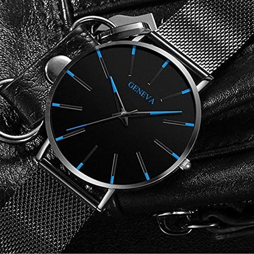 Roman - Geneva Ultra Slim Men Wristwatch Mesh Band Black Dial