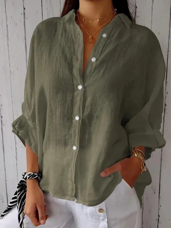Hettie - Casual Cotton Linen Shirt Lightweight Relaxed