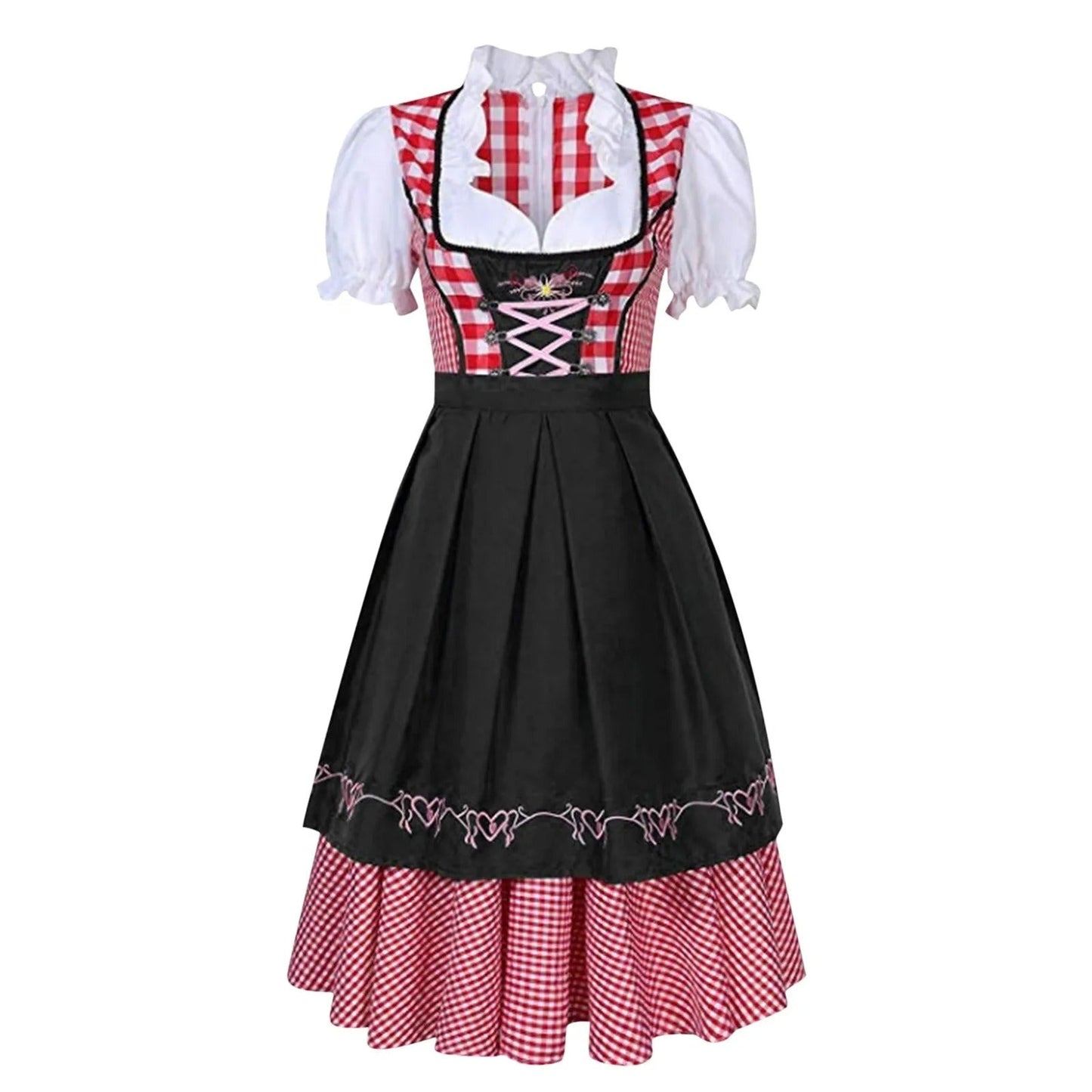 Kylee - Dirndl Dress With Checkered Bodice And Green Skirt