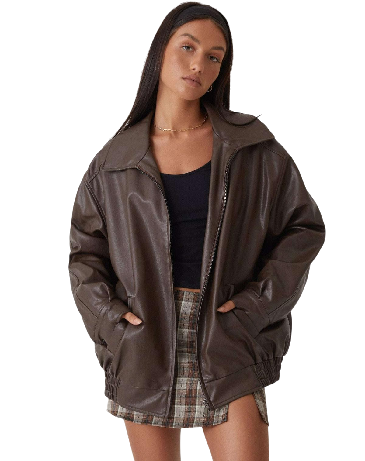 Jayden - Oversized Leather Jacket For Women Lightweight Trendy