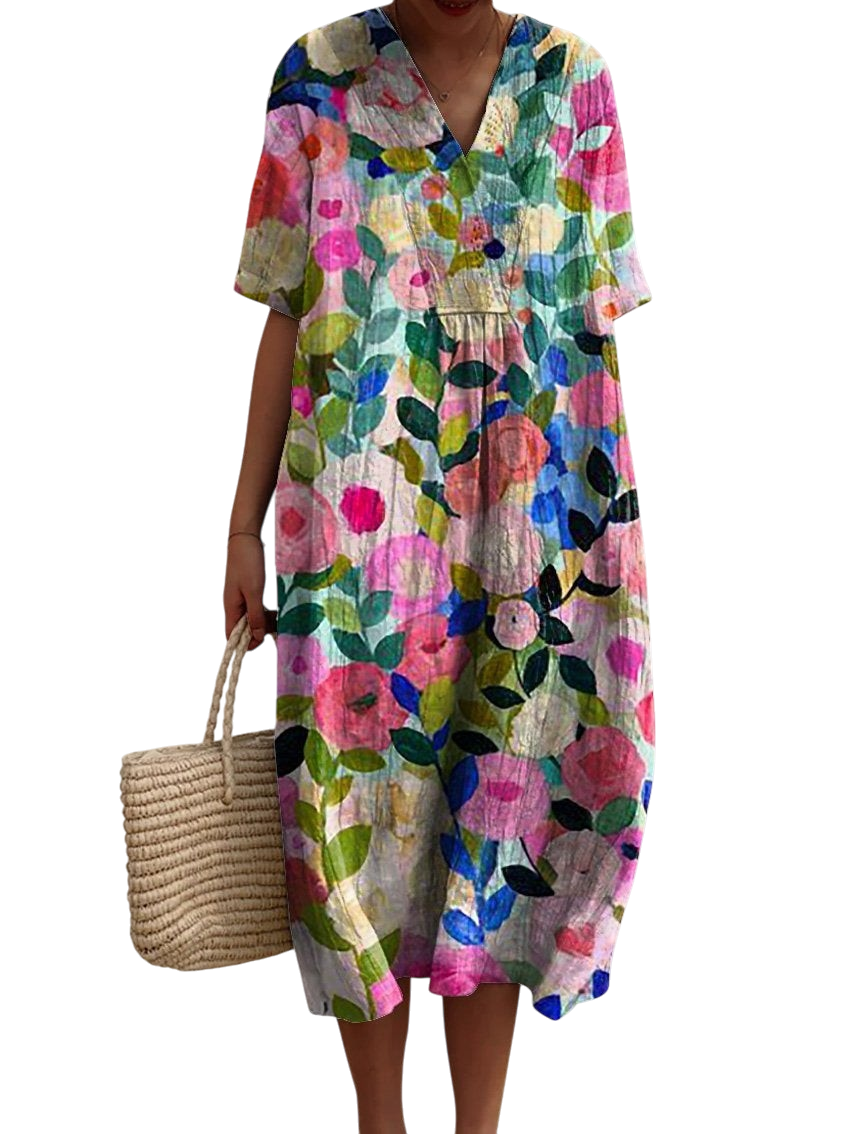 Kailani - Colorful Flowing Spring Dress With Floral Design