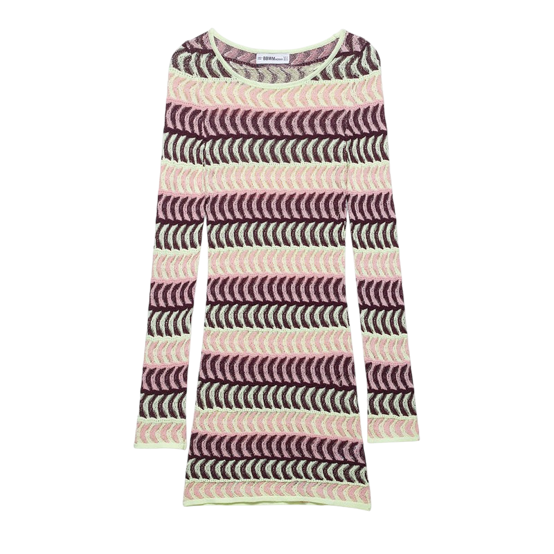 Kaylin - Long Sleeve Striped Knit Dress For Autumn By Stilla