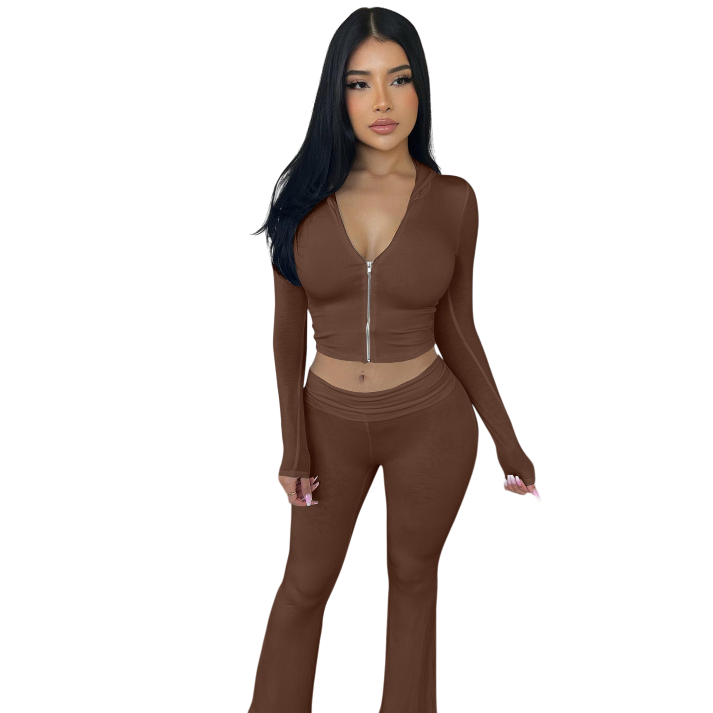 Carla - Casual Women's Tracksuit with Stylish Zip-Hoodie and Flared Pants
