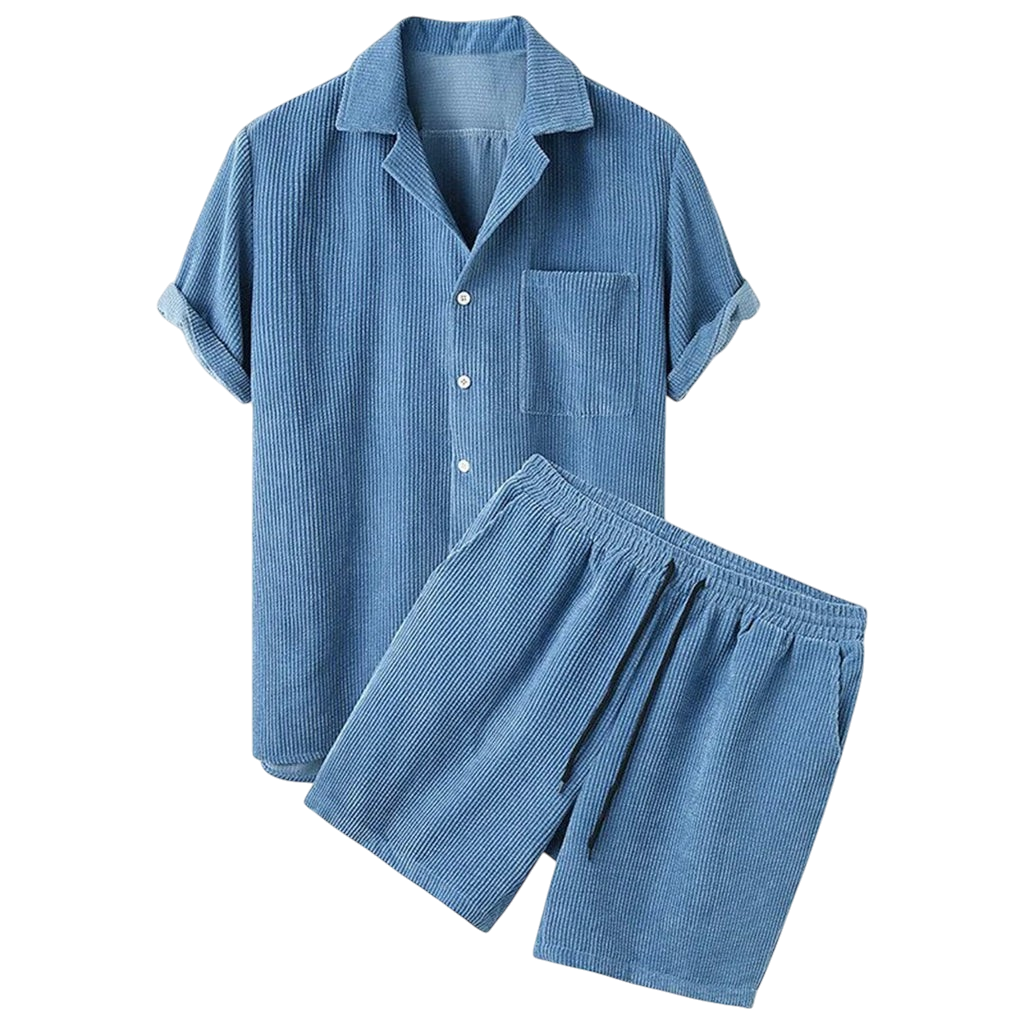 Tadhg - Relaxed Cord Short Sleeve Shirt And Shorts Set
