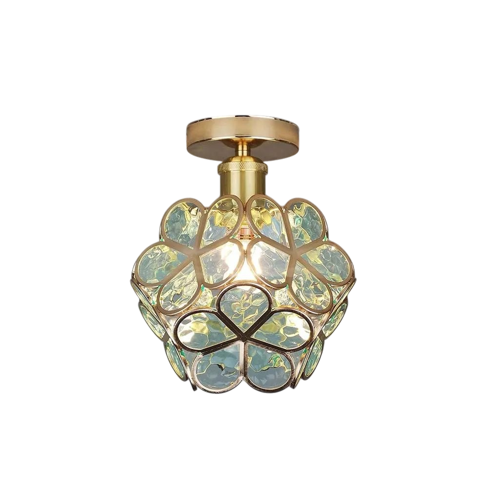 Aurevia - Elegant Glass Floral Ceiling Light Warm Glow For Hall