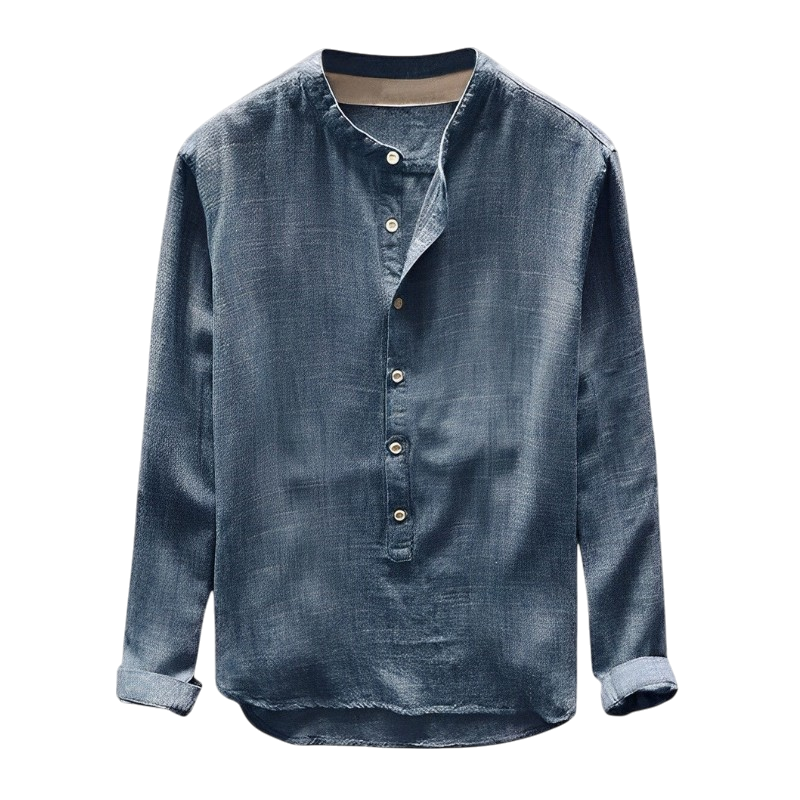 Eamon - Lightweight Mandarin Collar Mens Shirt Button Front