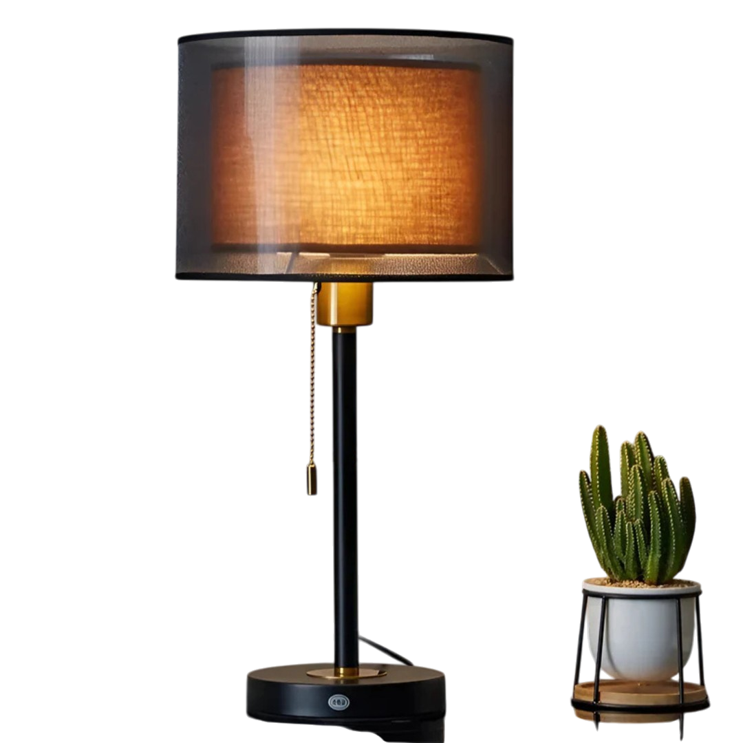 Luxrae - Lumis Table Lamp With Double Fabric Shade For Bedroom Glow