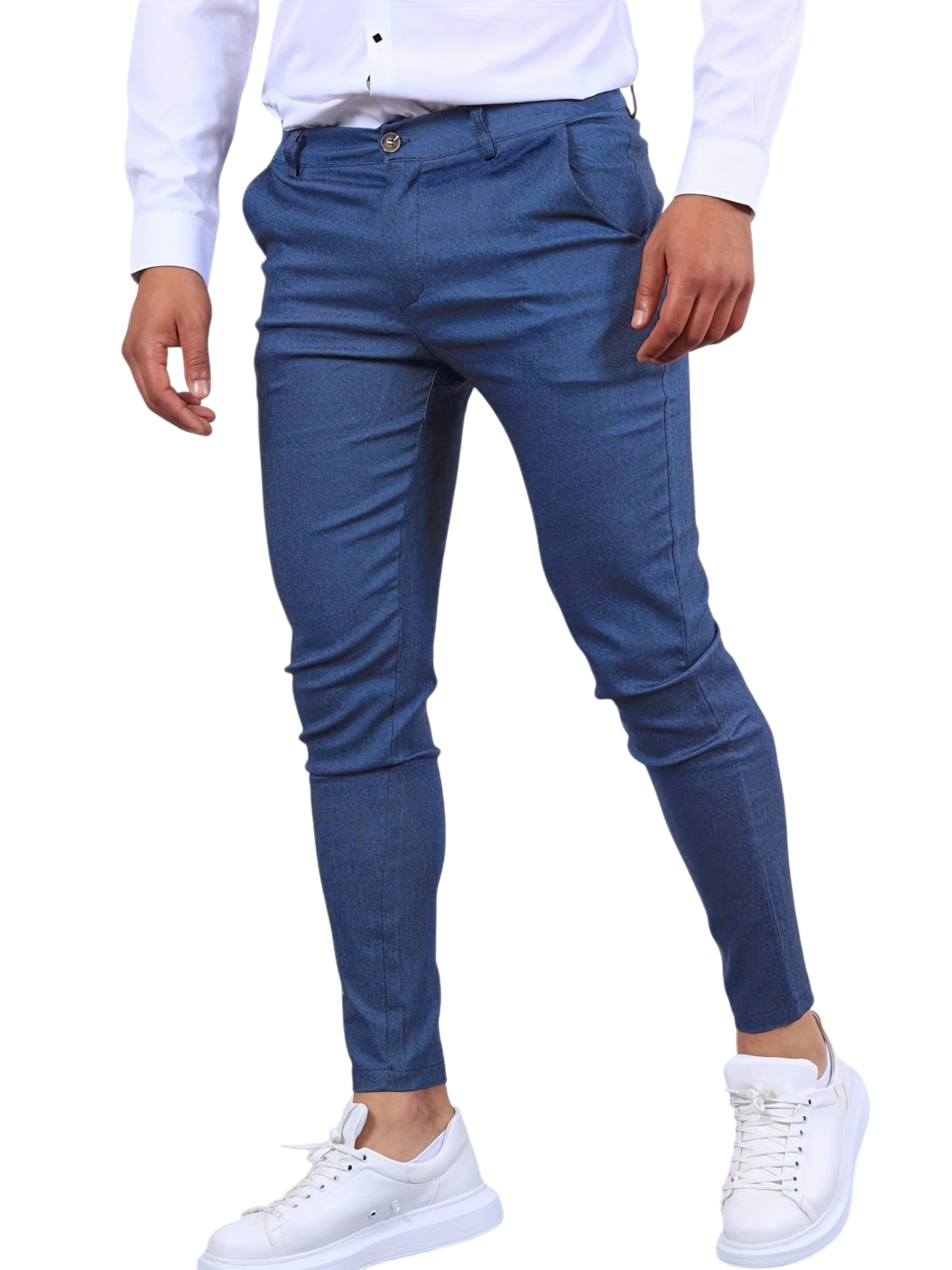 Hugh - Slim Fit Business Trousers For Men In Stretch