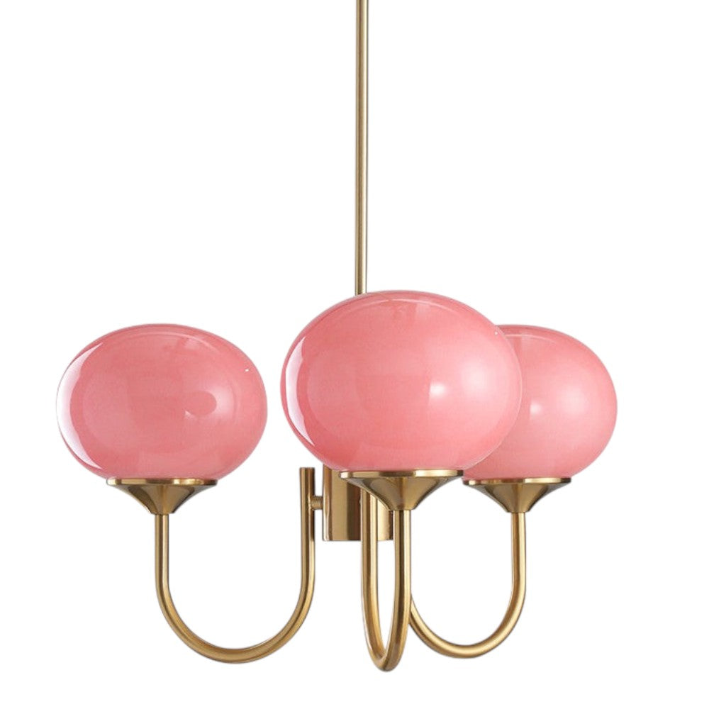 Mysten - AuroraGlow Marshmallow Chandelier Pink Glass Globes