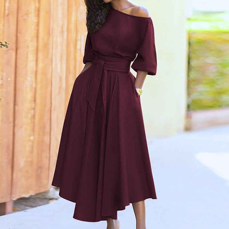 Serena - Elegant A-line Tie Women's Dress for Comfort and Style