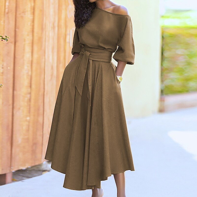 Serena - Elegant A-line Tie Women's Dress for Comfort and Style