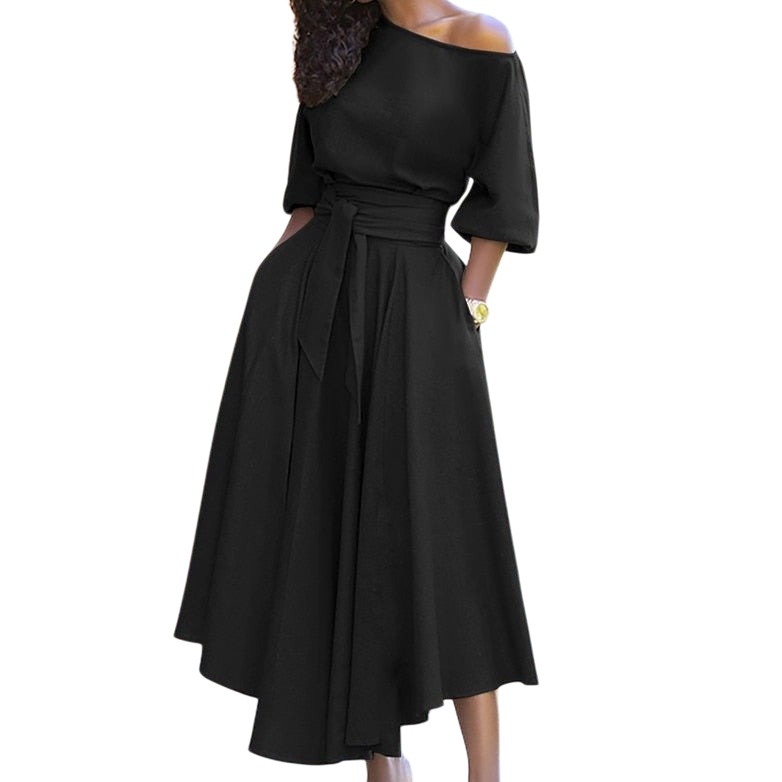 Serena - Elegant A-line Tie Women's Dress for Comfort and Style