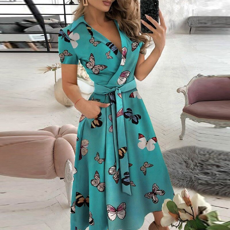 Serena - Elegant A-line Tie Women's Dress for Comfort and Style