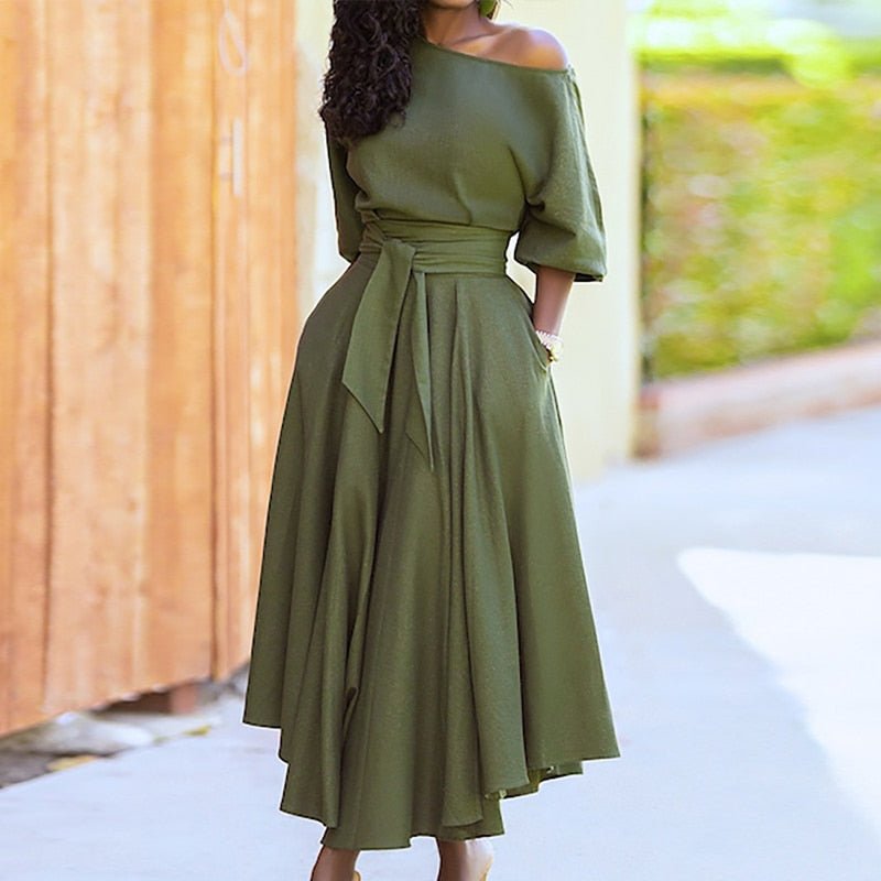Serena - Elegant A-line Tie Women's Dress for Comfort and Style