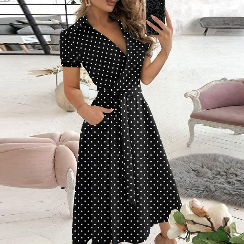 Serena - Elegant A-line Tie Women's Dress for Comfort and Style