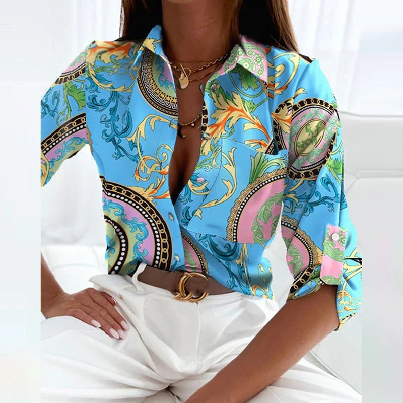 Judith - Vibrant Geometric Print Blouse for Effortless Style