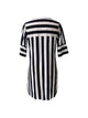 Kara-Lee - Elegant Striped Dress for Women with V-neck and Mid-length Design