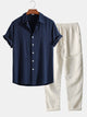 Oaklyn - Stylish Men's Linen Shirt and Trousers Set for Everyday Elegance