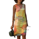 Georgiana- Stylish Women's Dress in Bright Colors with Leaf Pattern