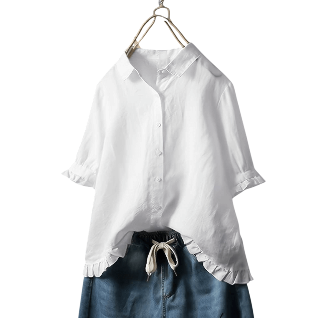 Aubrie - elegant women's blouse with ruffle hem detail