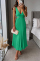 Rainelle - Elegant Sleeveless V-neck Maxi Dress with Pleated Skirt
