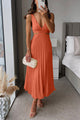 Rainelle - Elegant Sleeveless V-neck Maxi Dress with Pleated Skirt