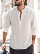 Chris - Stylish Men's Long-Sleeved Linen Shirt with Boat Collar