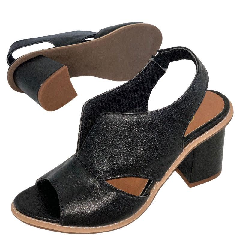 Rae - Stylish Women's Leather Sandals with Comfortable Block Heels