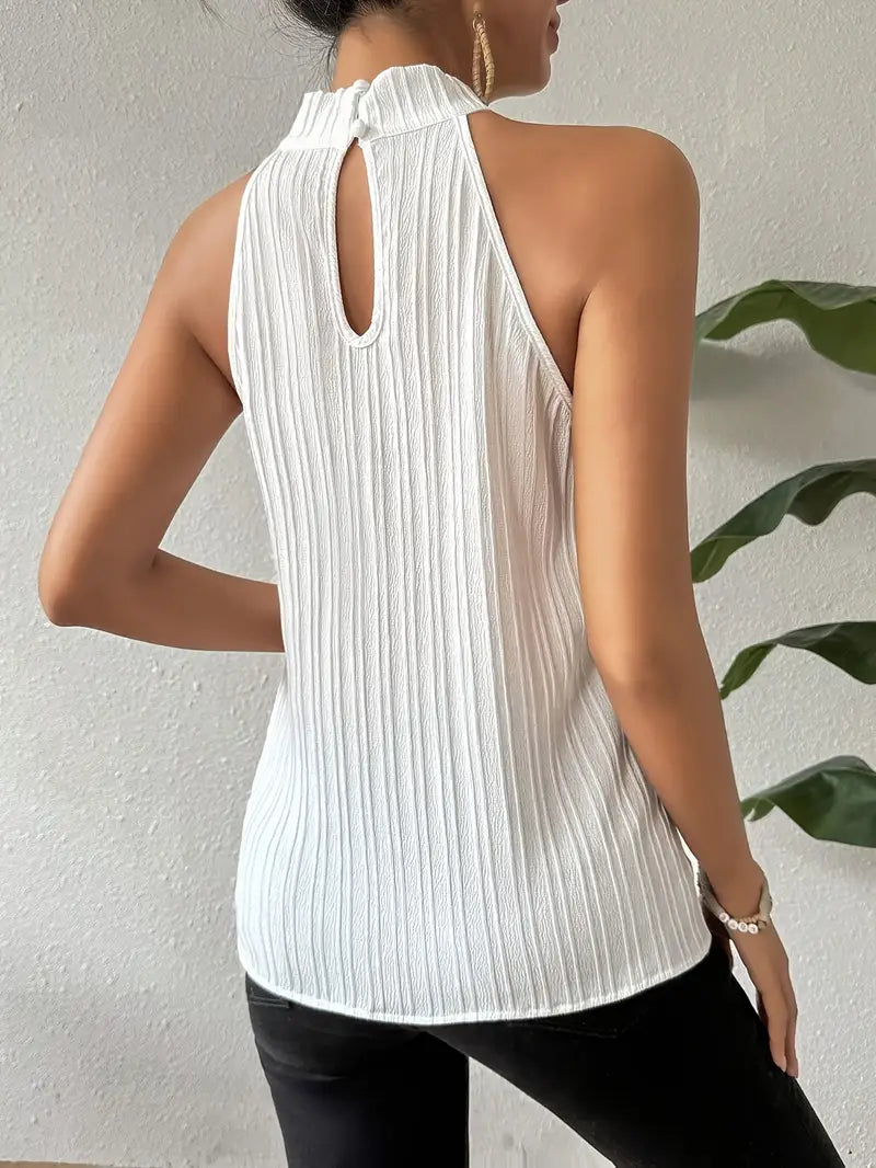 Joy - Elegant Halter Top with Chic Pleated Texture