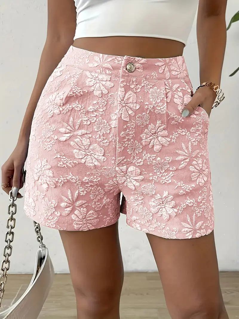 Bernice - Stylish High-Waisted Floral Embroidered Shorts