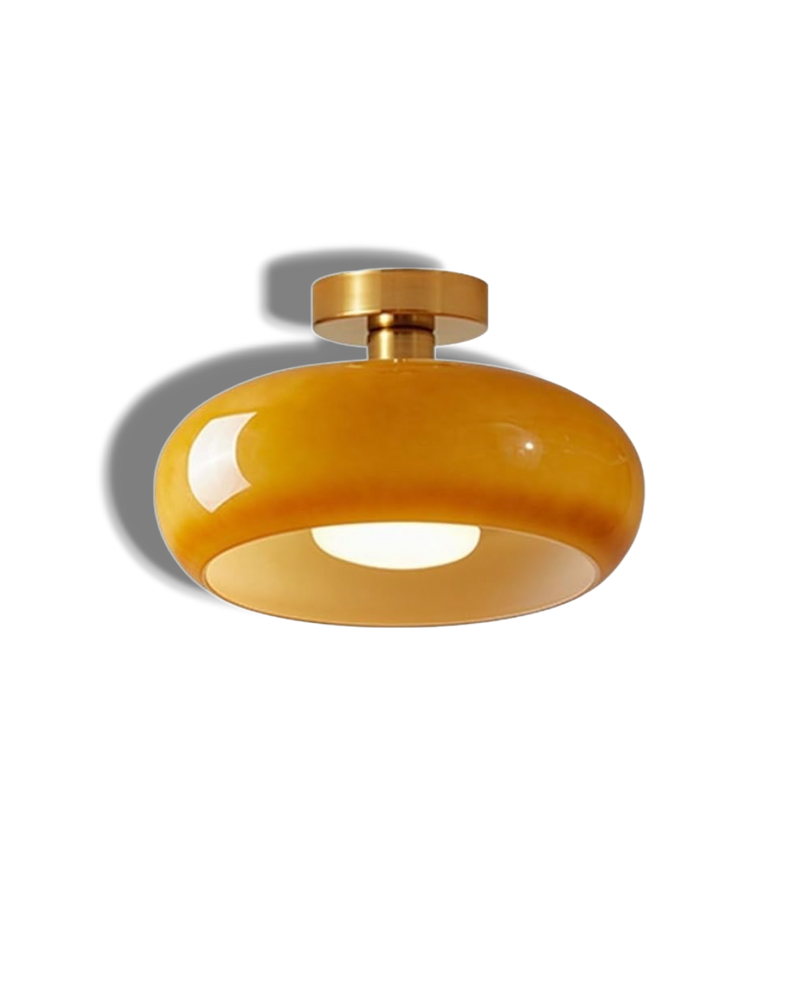 Ambrelle – Round Ceiling Light with Amber Glass Shade