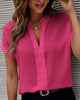 Amy - Elegant Women's Short-Sleeved Blouse with V-Neck Design
