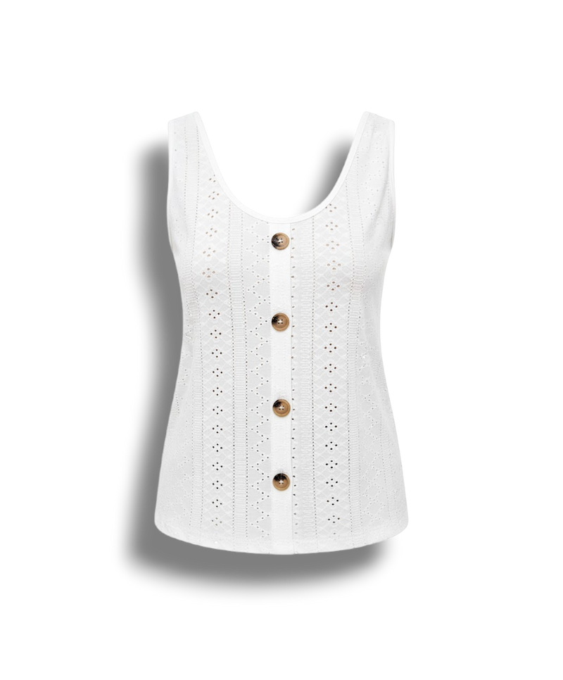 Sabina - Casual Women's Tank Top with Button Details and Adjustable Straps