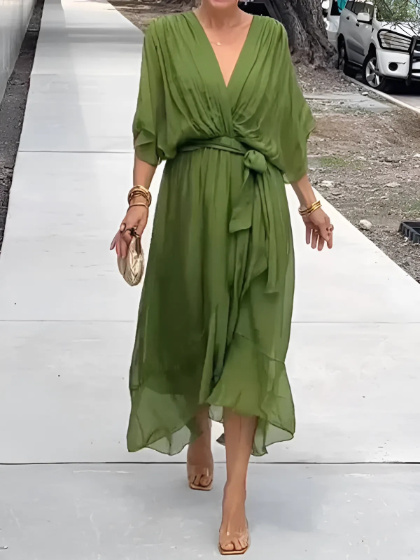 Seraphina - Timeless Wrap Midi Dress for Effortless Elegance
