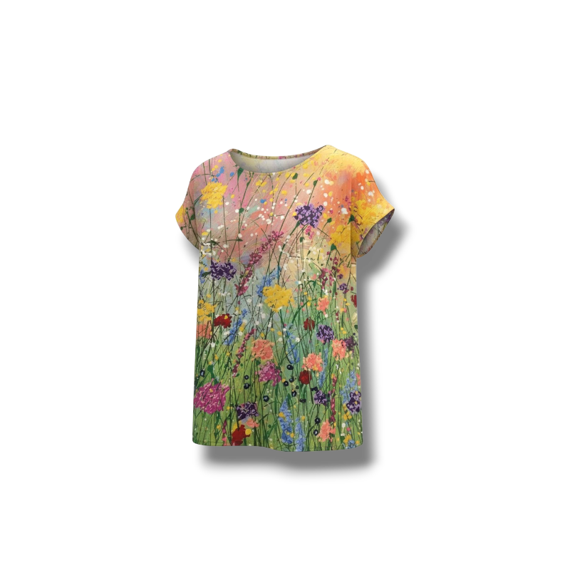 Wilma - Stylish Women's Shirt with Hand-Painted Floral Pattern