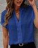 Amy - Elegant Women's Short-Sleeved Blouse with V-Neck Design