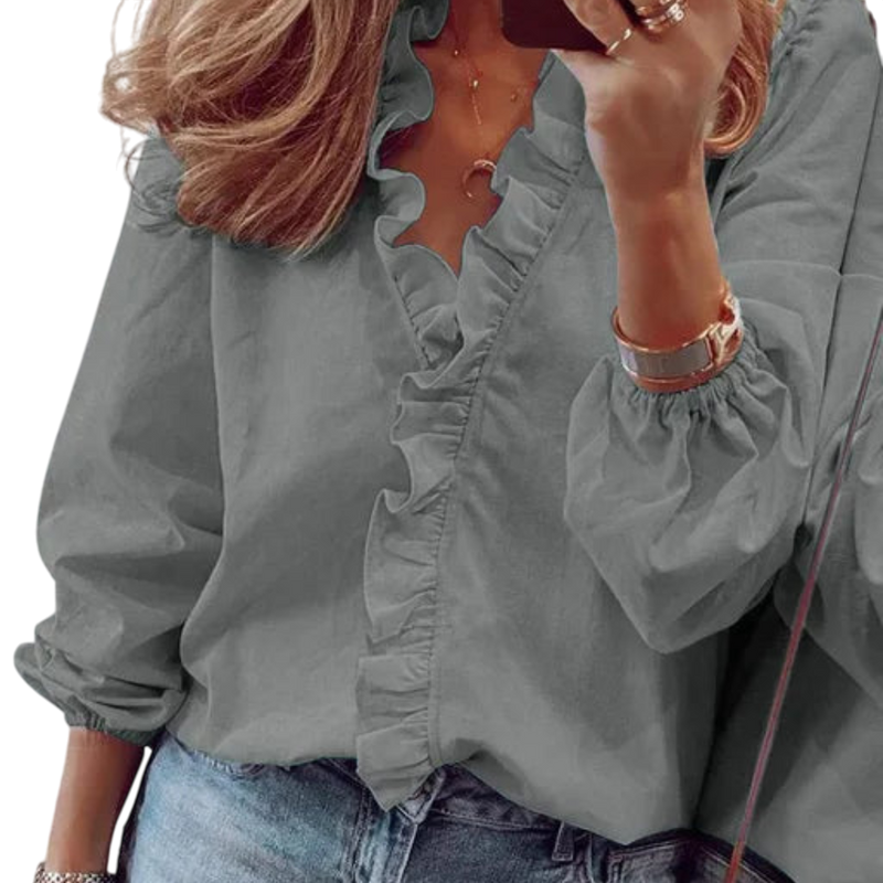 Joni - Women's Elegant Blouse with Ruffle Detailing and Comfortable Fit
